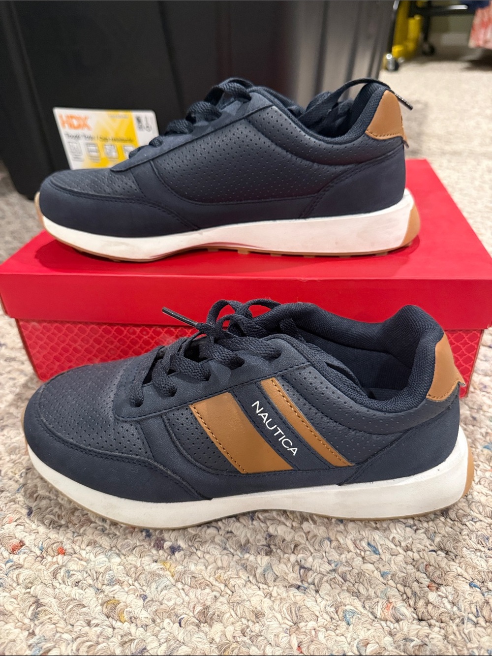 Nautica Kids' Navy and Tan Casual Sneakers size 5